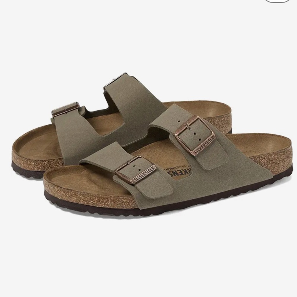 Birkenstock Sandals in Olive and Brown